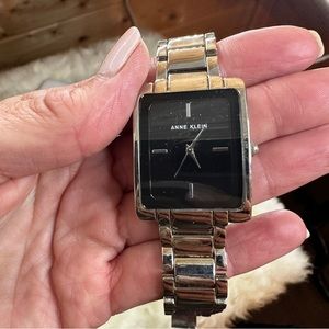 ANN KLEIN SILVER WATCH BLACK FACE
